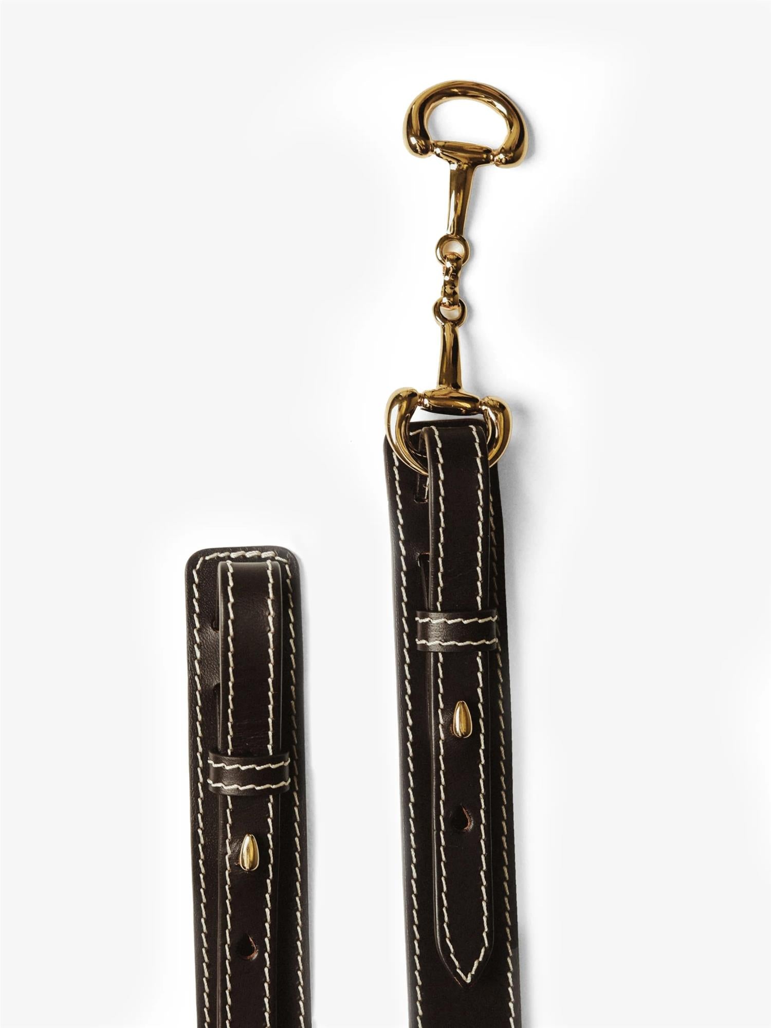 Gadia Leather Belt – Espresso & Gold