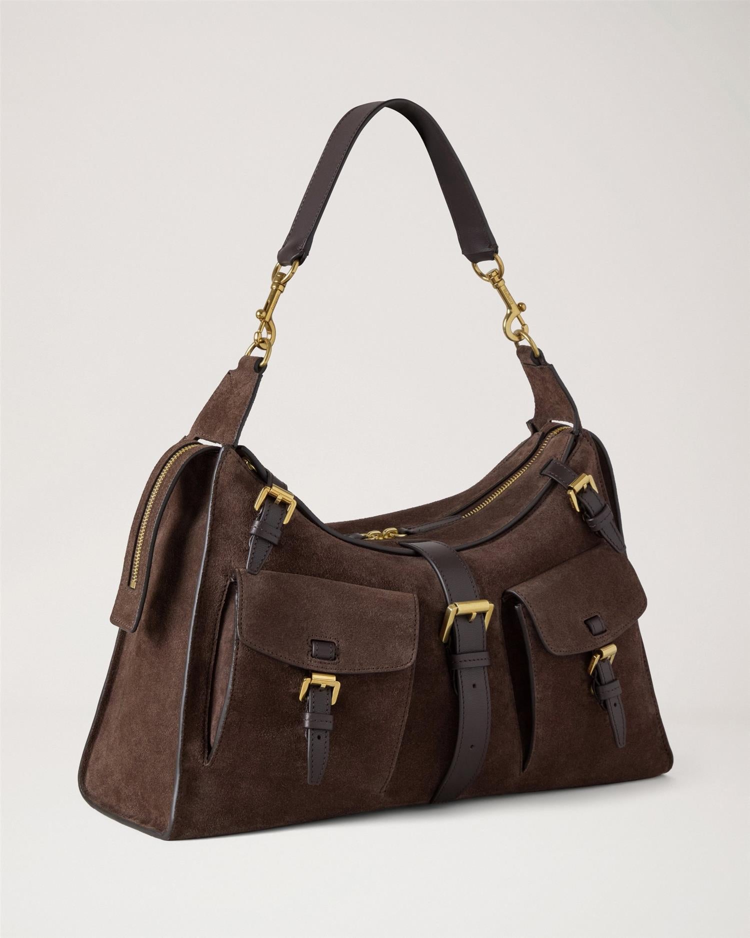 Roxanne Shoulder Chocolate Suede