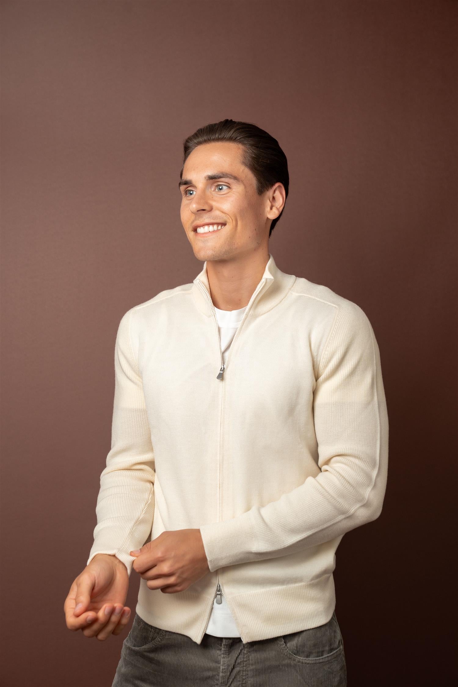 Full Zip Rain Wool - Off-White