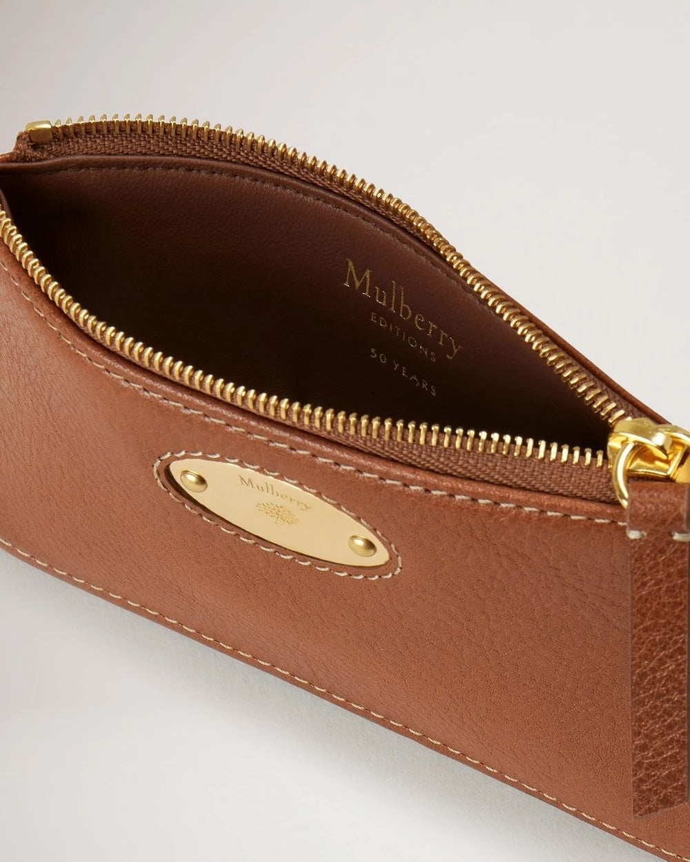 Mulberry Plaque Small Zip Coin Pouch Oak NVT