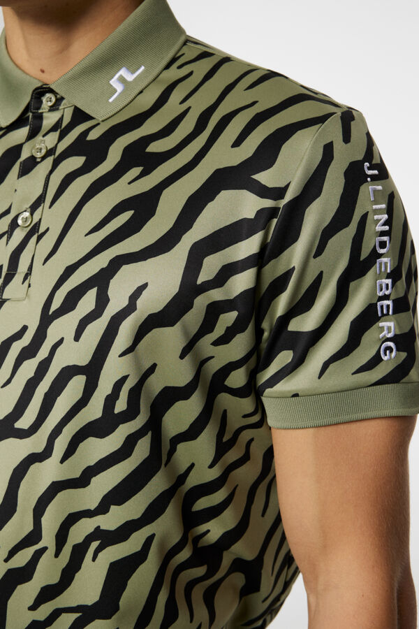 Tour Tech Print Polo - Geo Olive