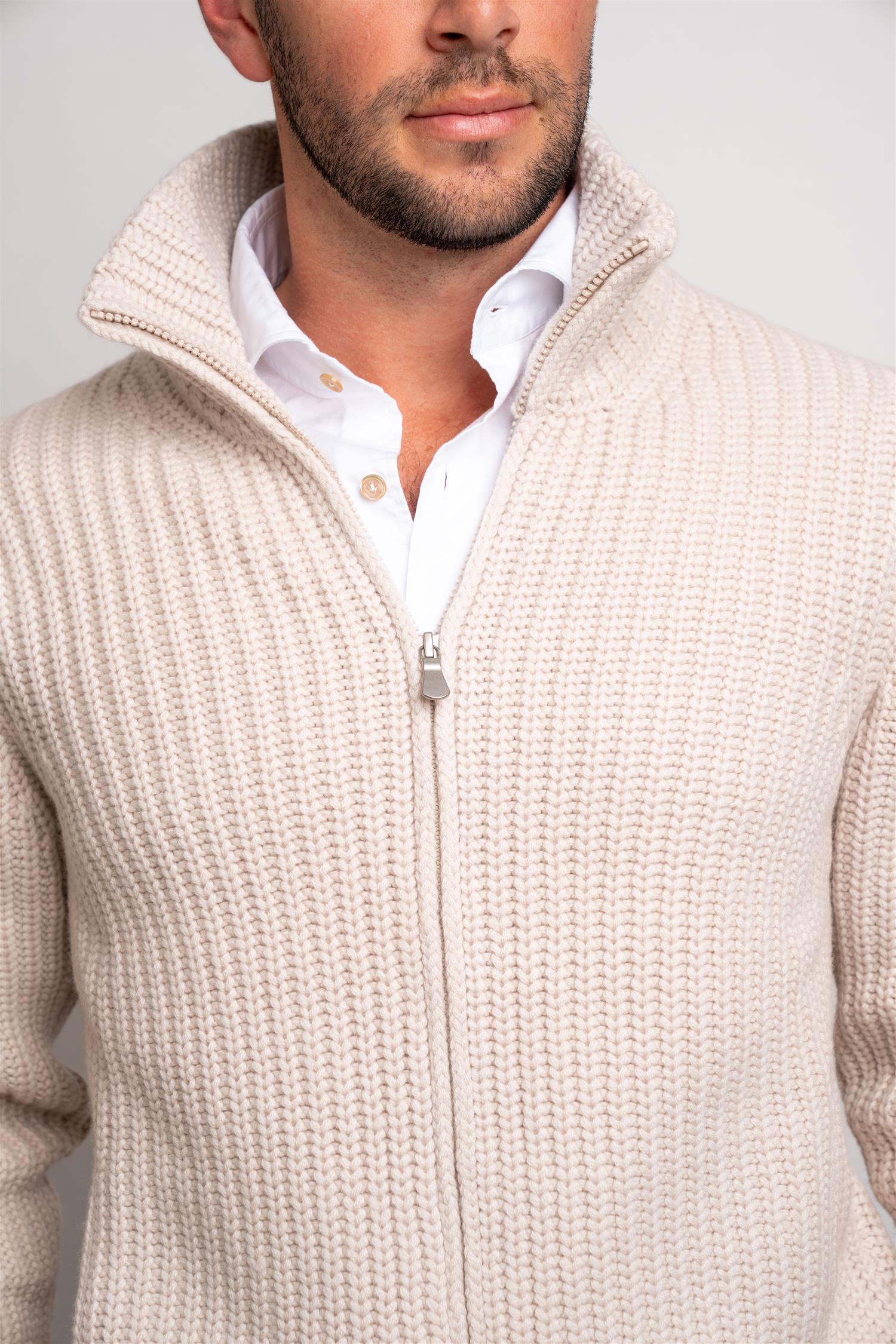 Heavy Knitted Zip - Panna