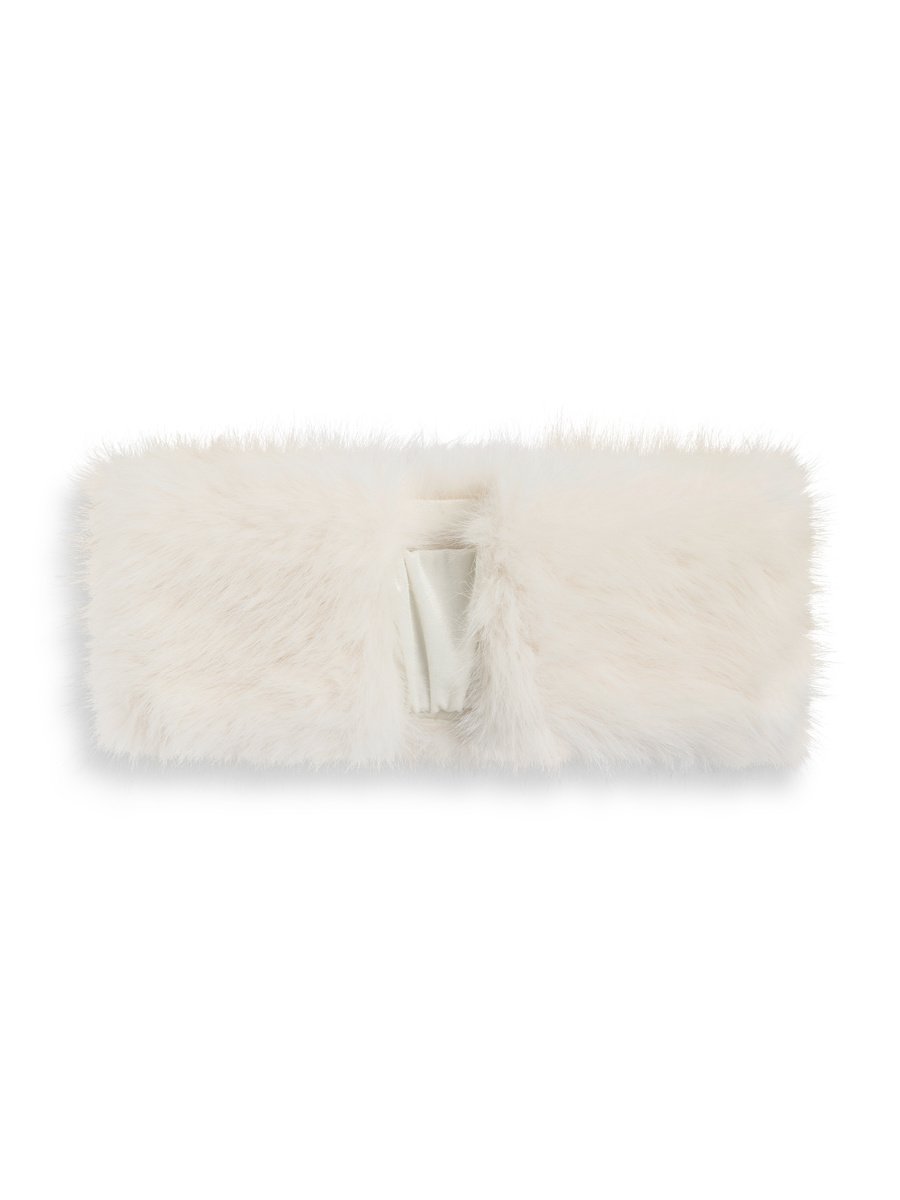 Mia Fake Fur Headband White