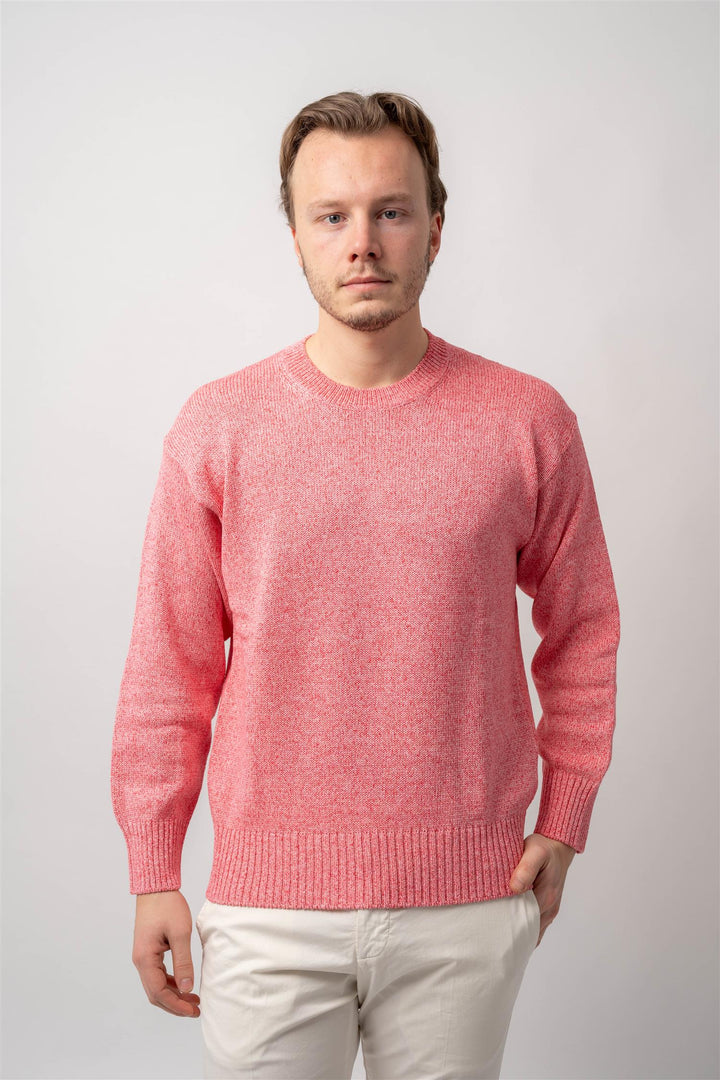 Knitted Cotton Crew Neck Pink