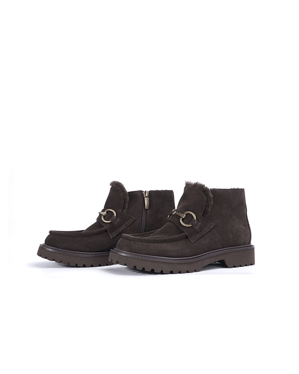 Horsebit Suede Ankle Boot Brown
