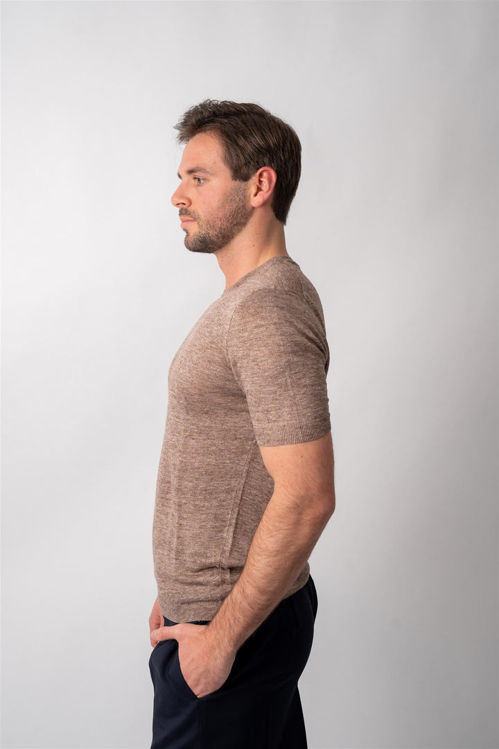 Knitted Linen T-shirt - Taupe