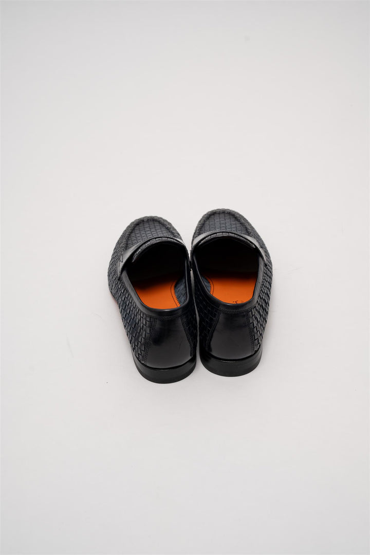 woven leather loafer navy