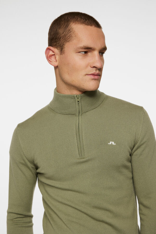 Kian Zipped Sweater - Oil Green