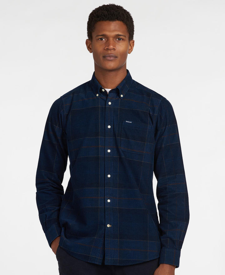 Blair Tailored Tartan Cord Shirt - Navy