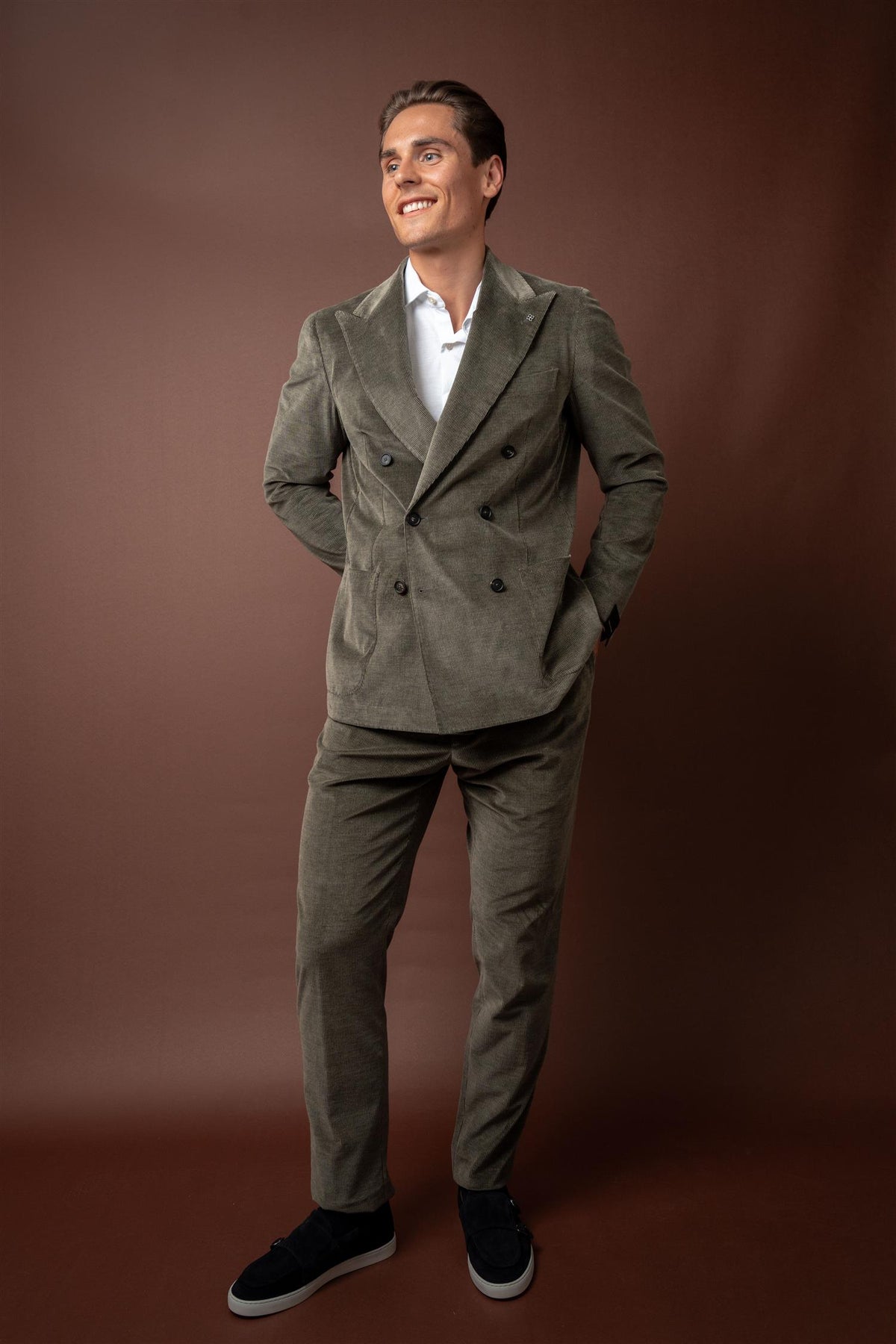 Double Breasted Cord Jacket - Green