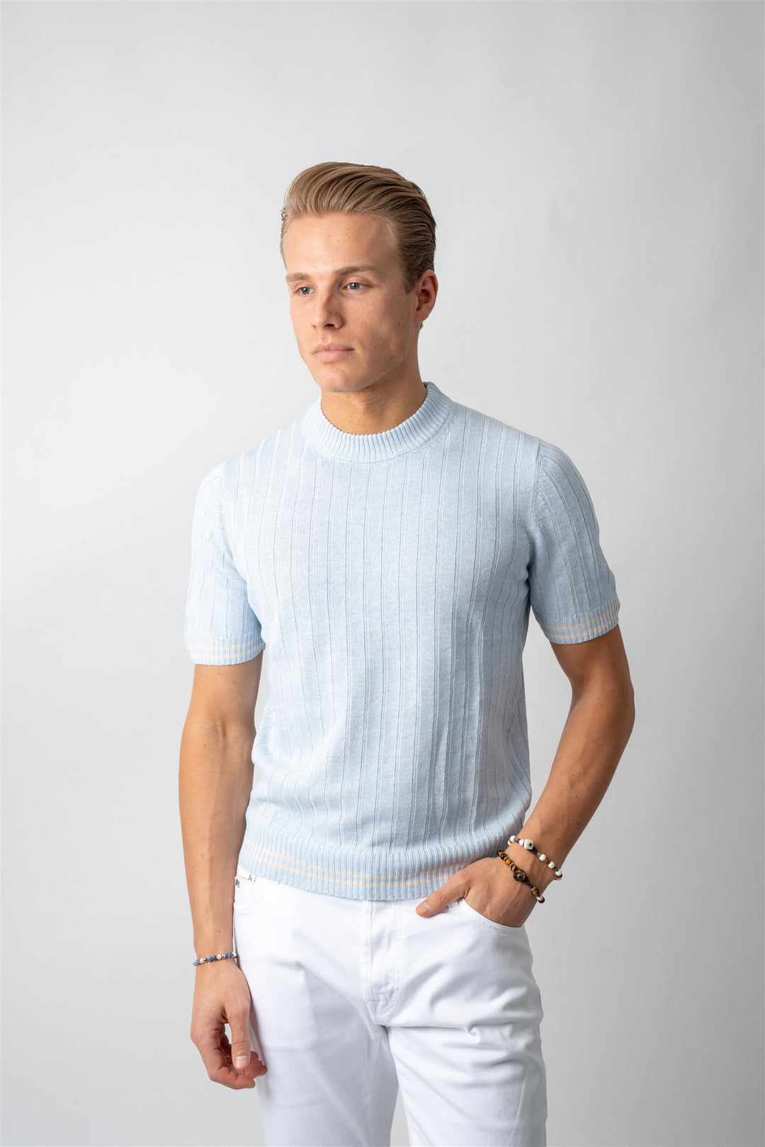 Linen Cotton T-shirt - Lyseblå