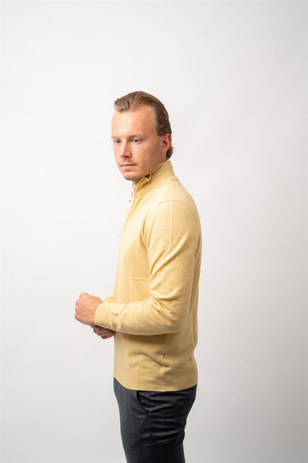 Half Zip Wool-Cashmere - Yellow