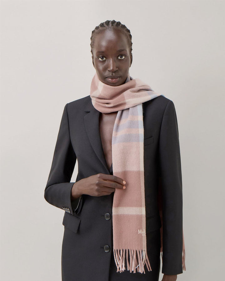 Small Check Merino Wool Scarf