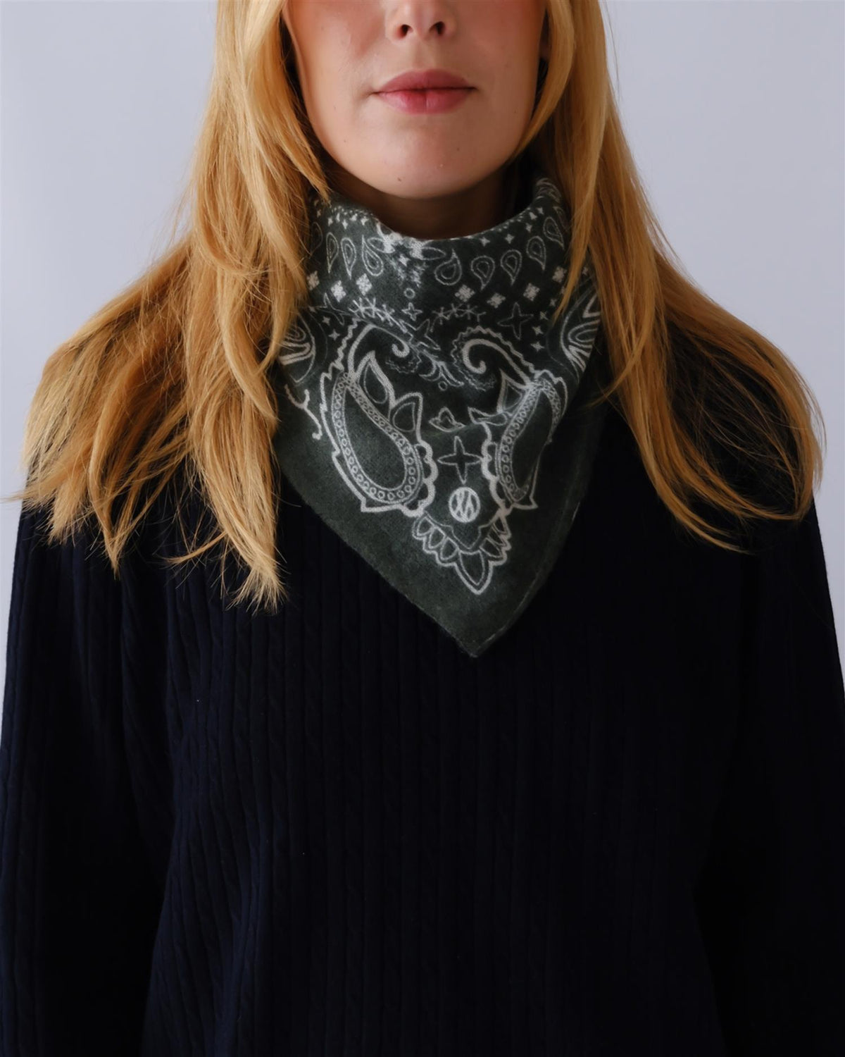 Cashmere Paisley Scarf – Green 65 cm