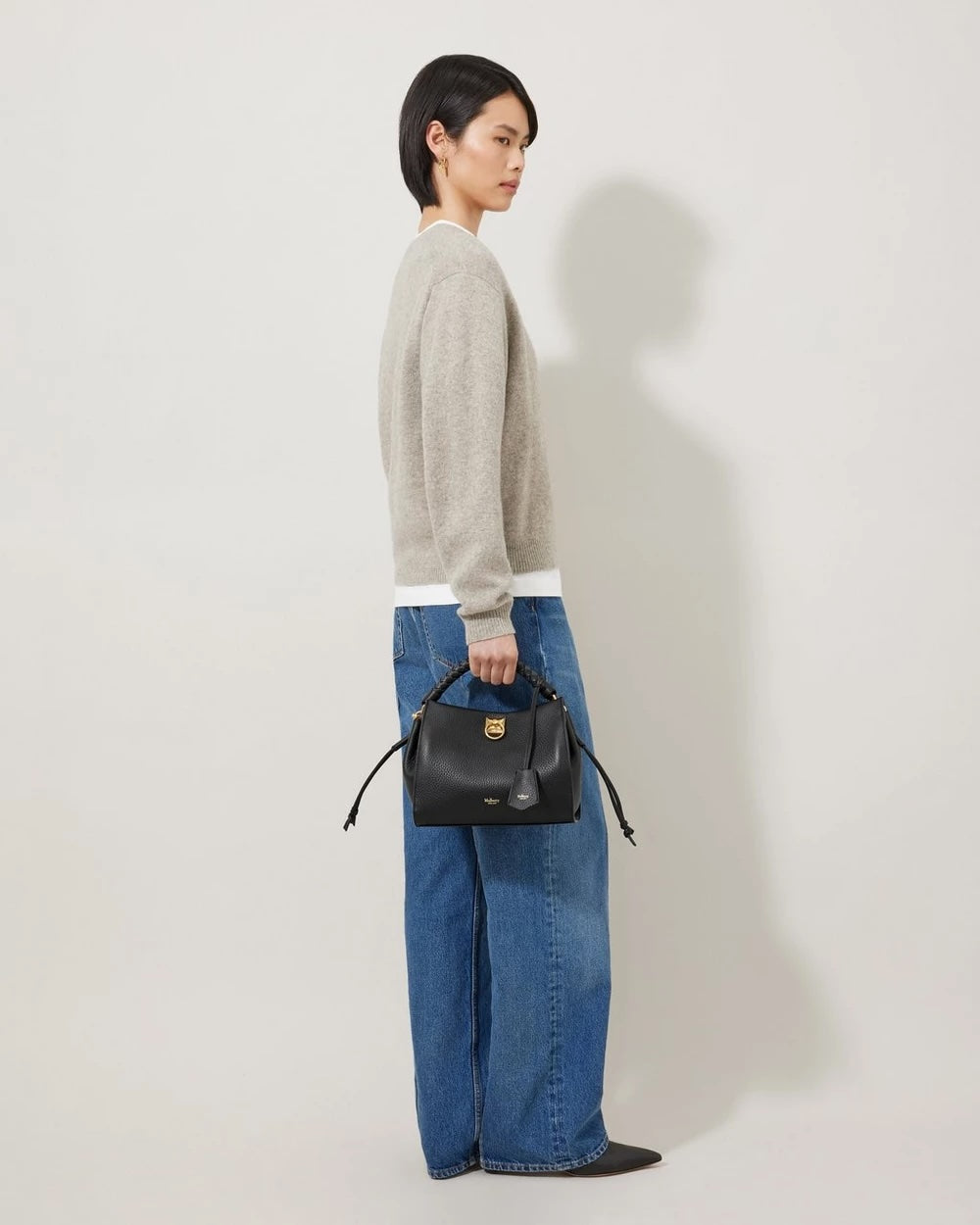 Small Iris Bag Handle Heavy Grain Black