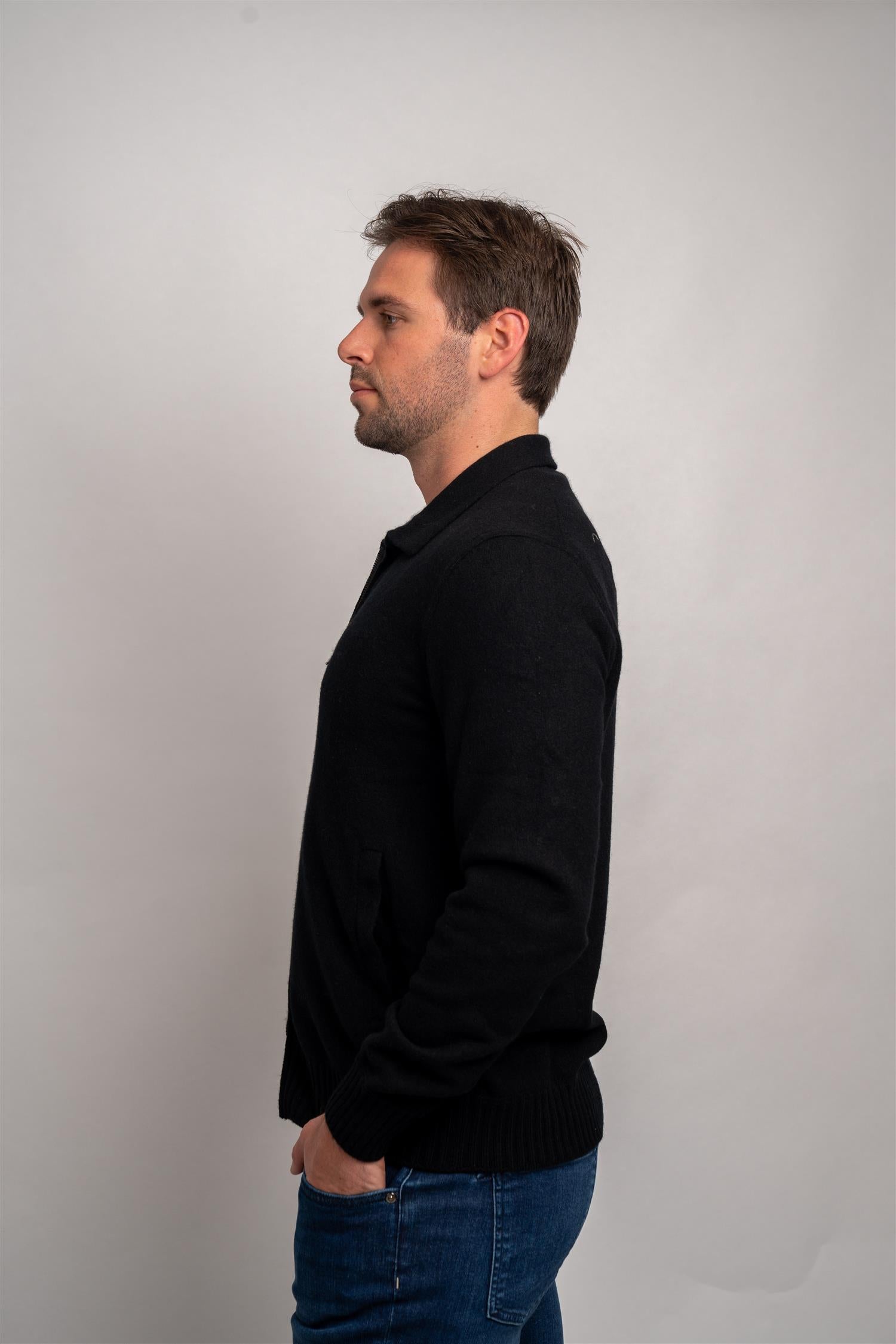 Full Zip Polo - Black