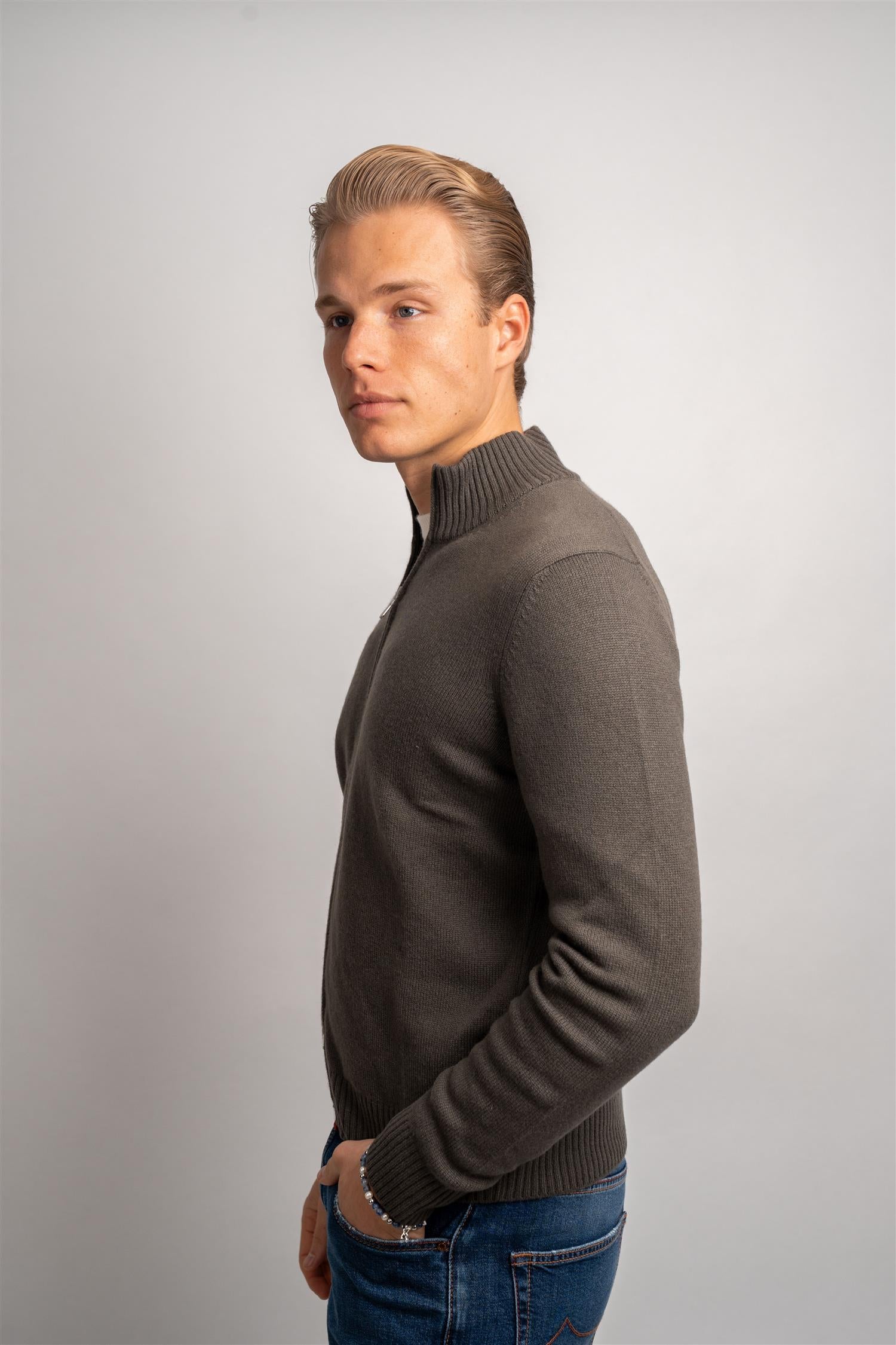 Full Zip Cashmere - Taupe