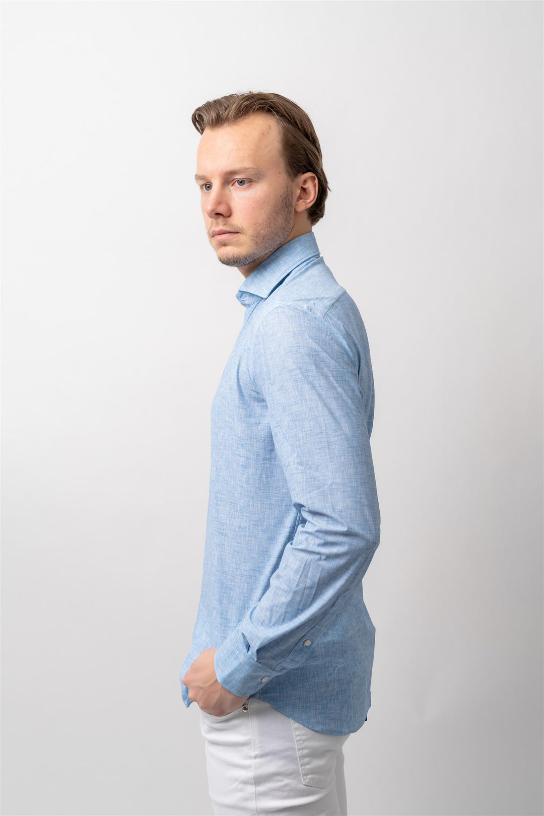 Man Shirt Woven  Lyseblå