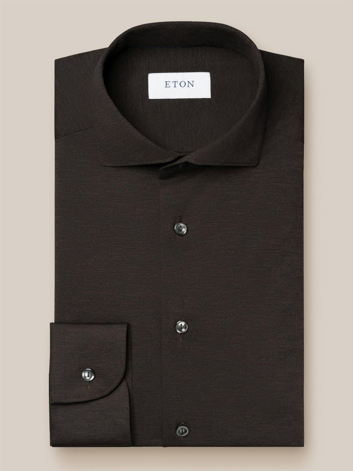 Dark Brown Melange Four-Way Stretch Shirt