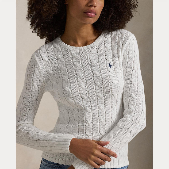 Cable-knit cotton crewneck sweater