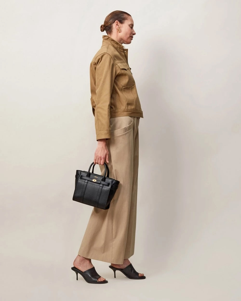 Mini Zipped Bayswater - Black Small Classic Grain