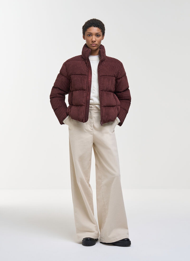 Corduroy Down Jacket - Merlot Bordeaux