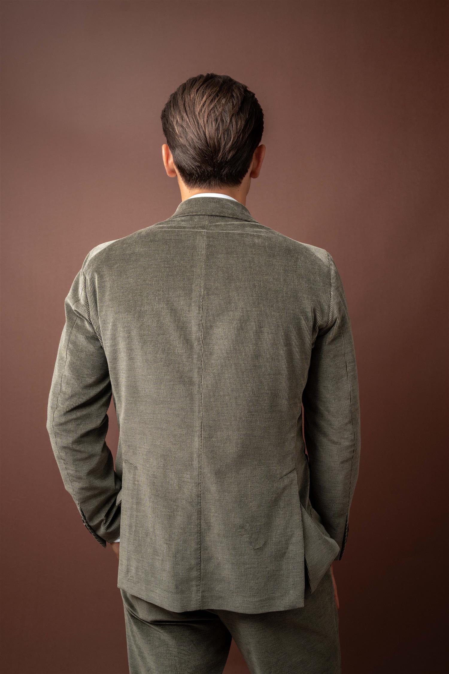 Double Breasted Cord Jacket - Green