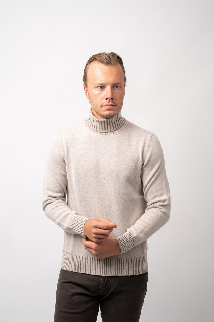 Turtle Neck Wool - Cashmere - Beige