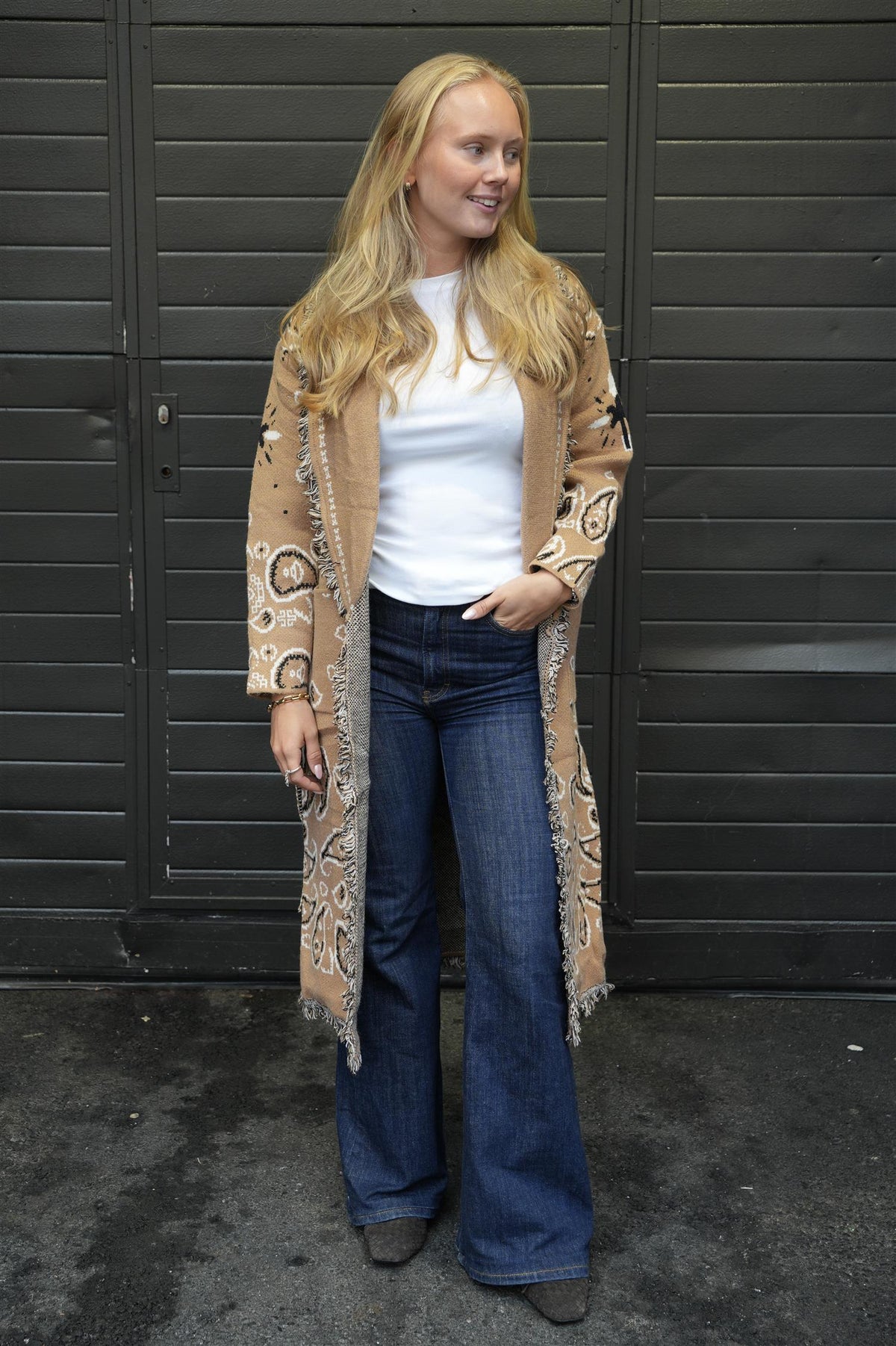 Fringed Paisley Jacket Maxi - Camel
