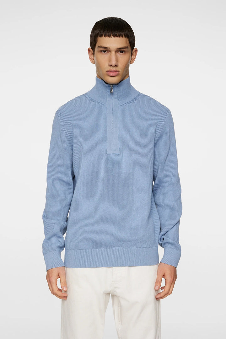 Alex Half Zip Knitted - Light Blue