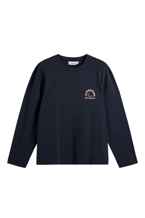 Waksh Ls Print T-Shirt - Navy