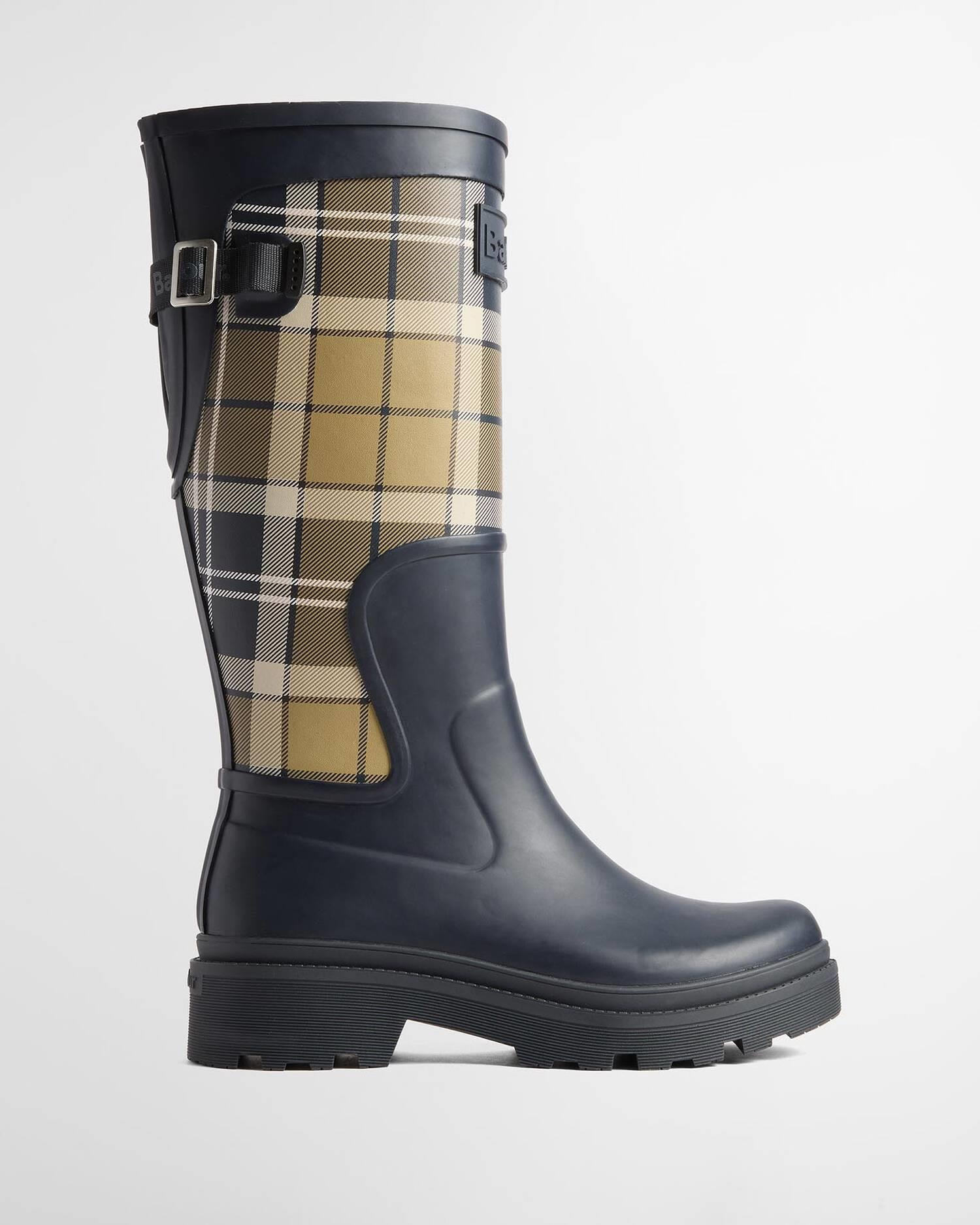 Dena Tartan Wellingtons Navy