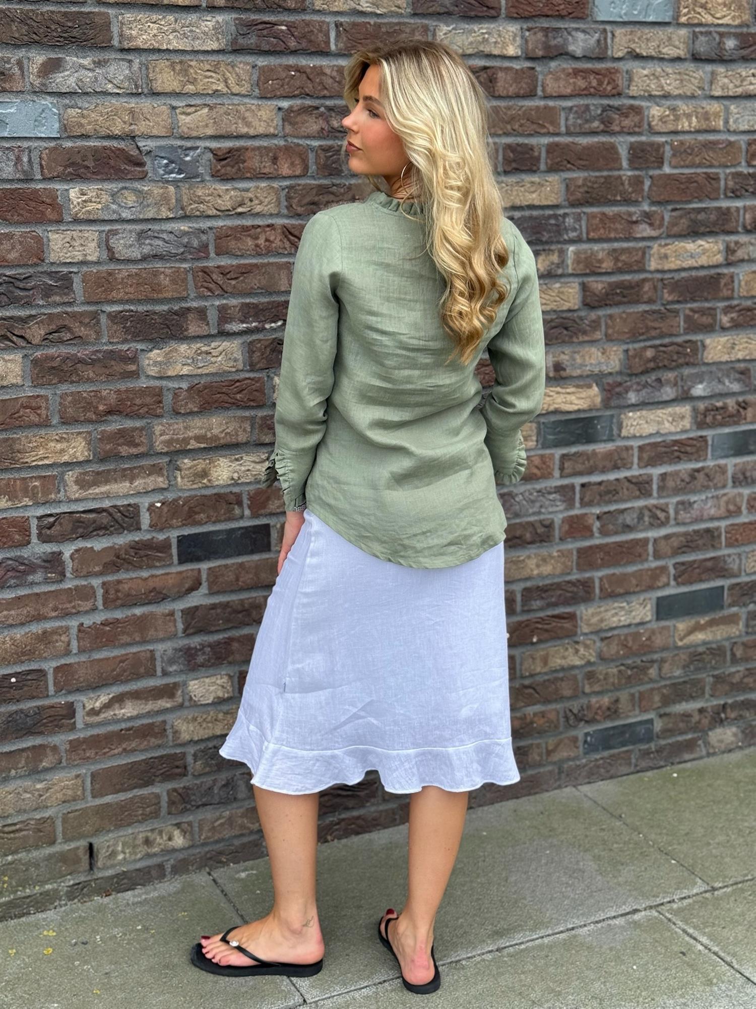 Franca Linen Skirt White