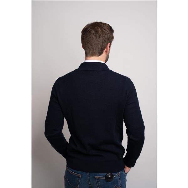 LS Merino Polo - Navy