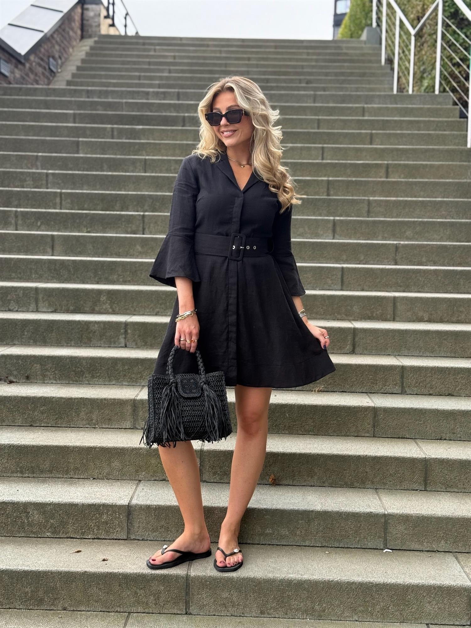 Astrid Linen Dress Black