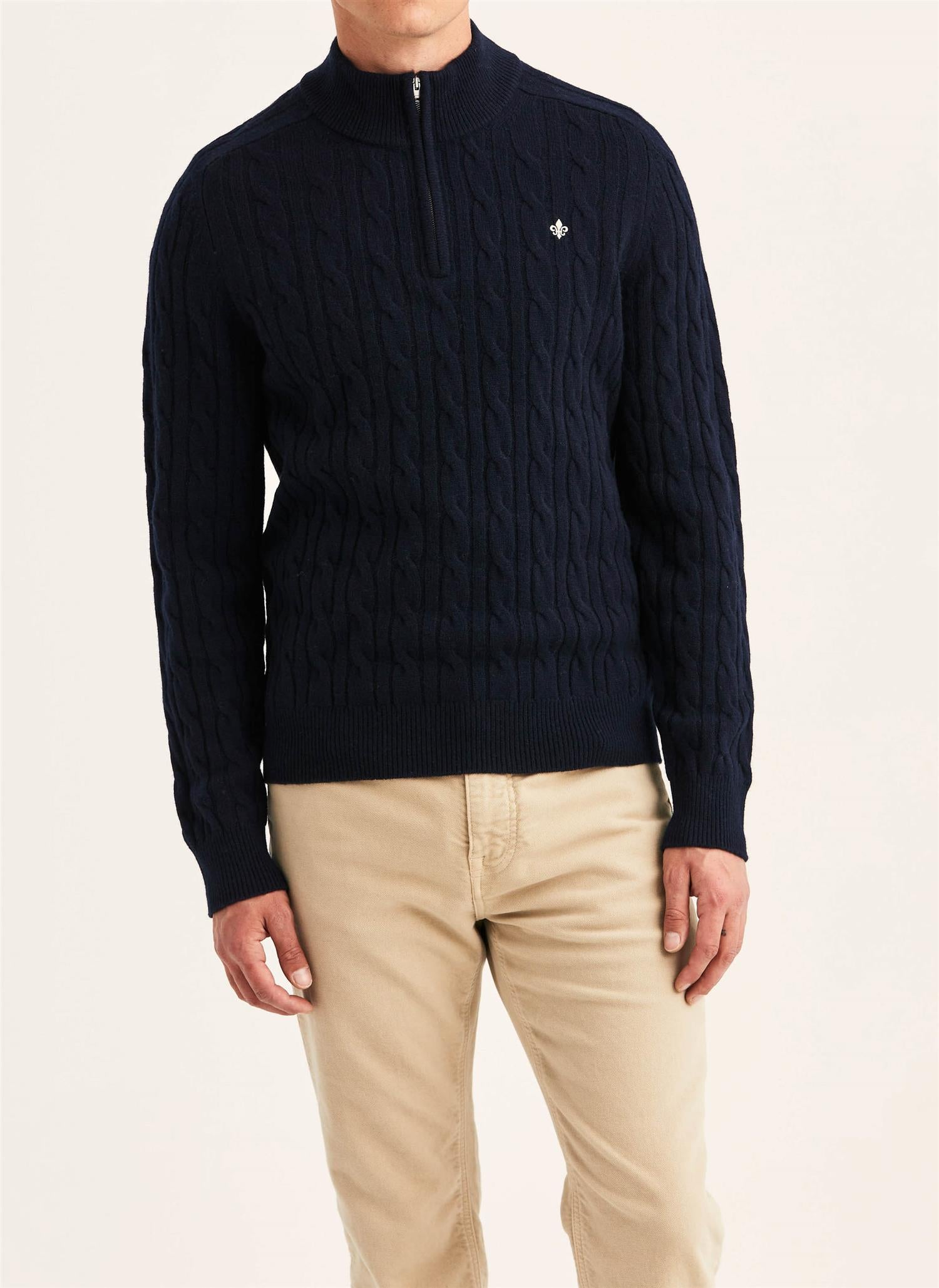 Hertford Cable Half Zip - Navy
