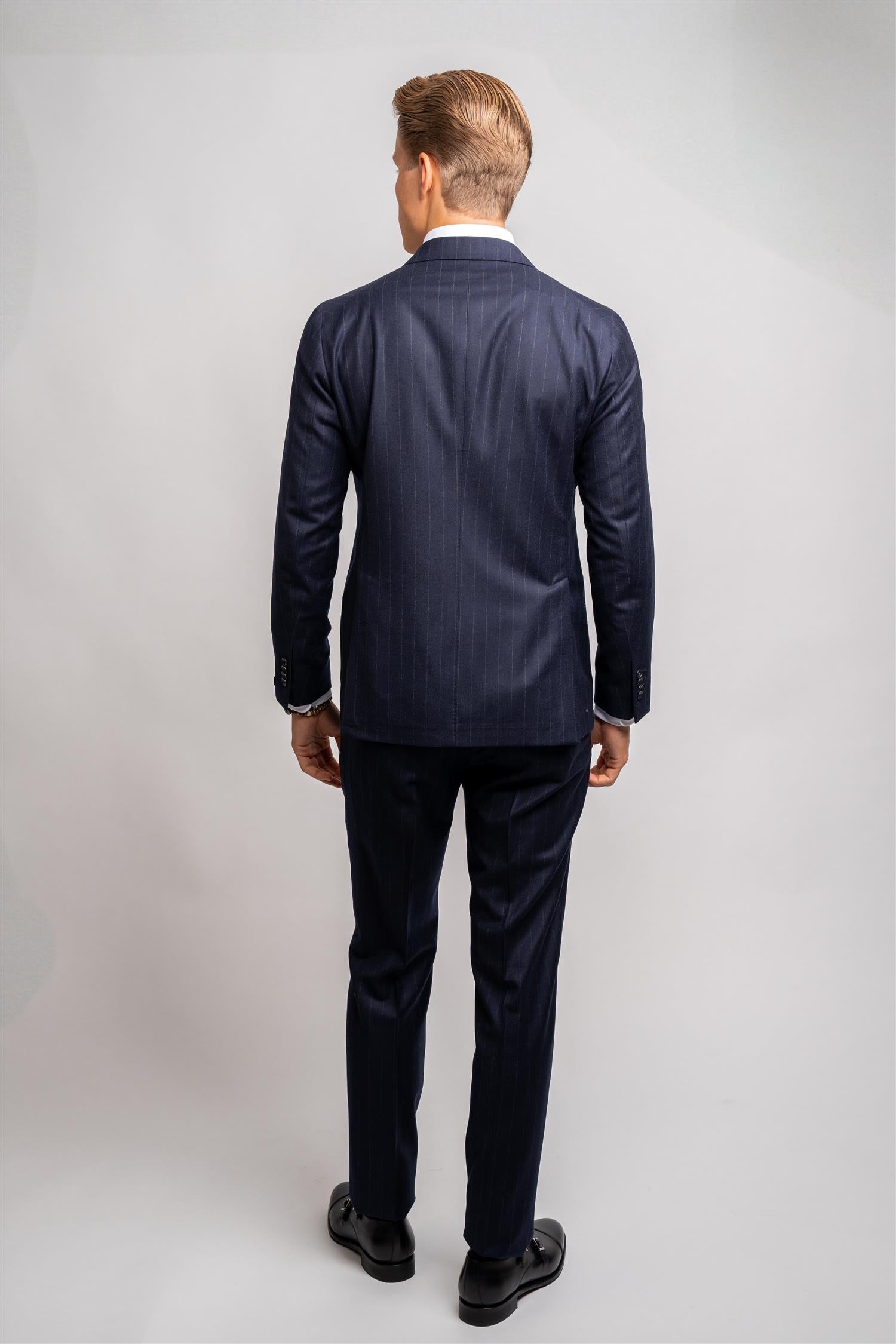 Flannel Pinstripe Suit - Navy