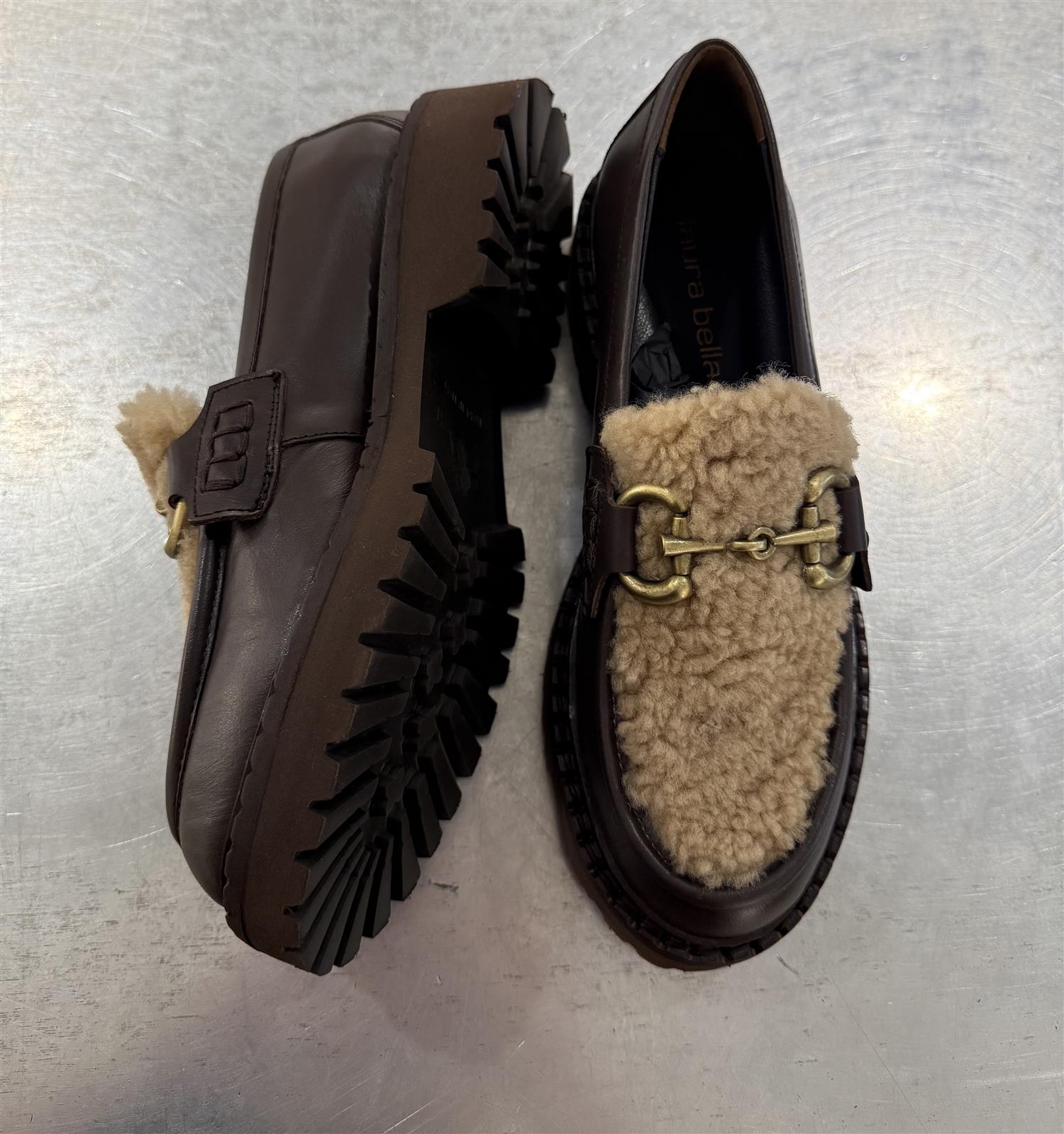 Shearling loafer beige/brown