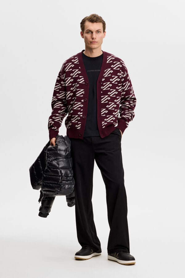 Denny Jacquard Cardigan - Wine Mix
