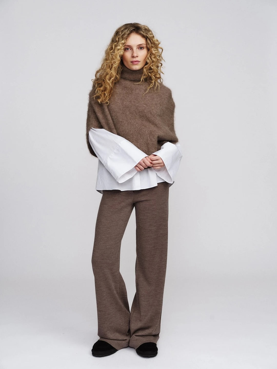 Maiken Brushed Poncho - Light Brown