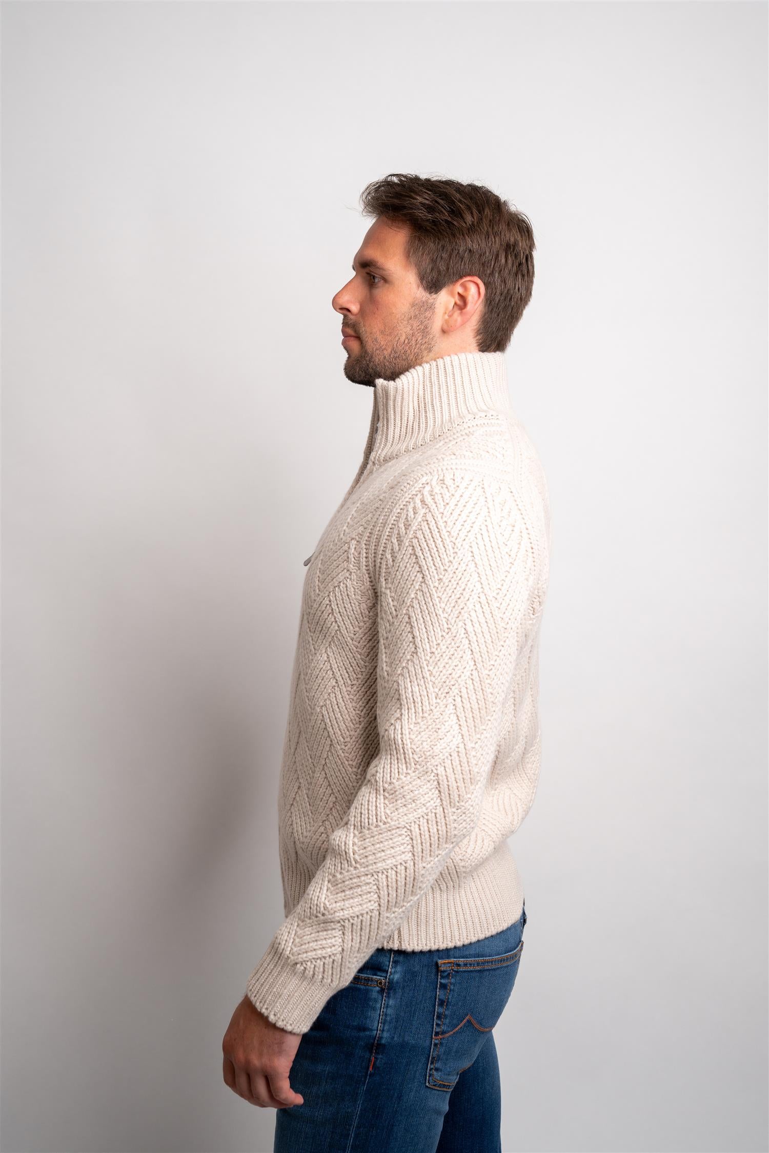 Full Zip Knitted - Panna