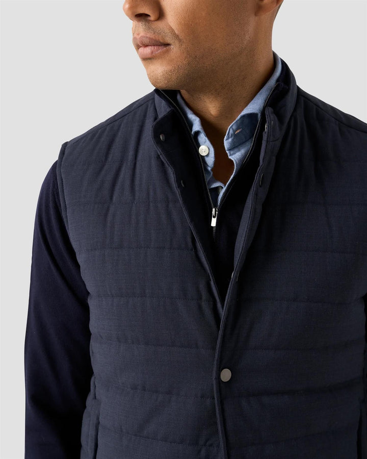 Padded Wool Vest - Navy Blue