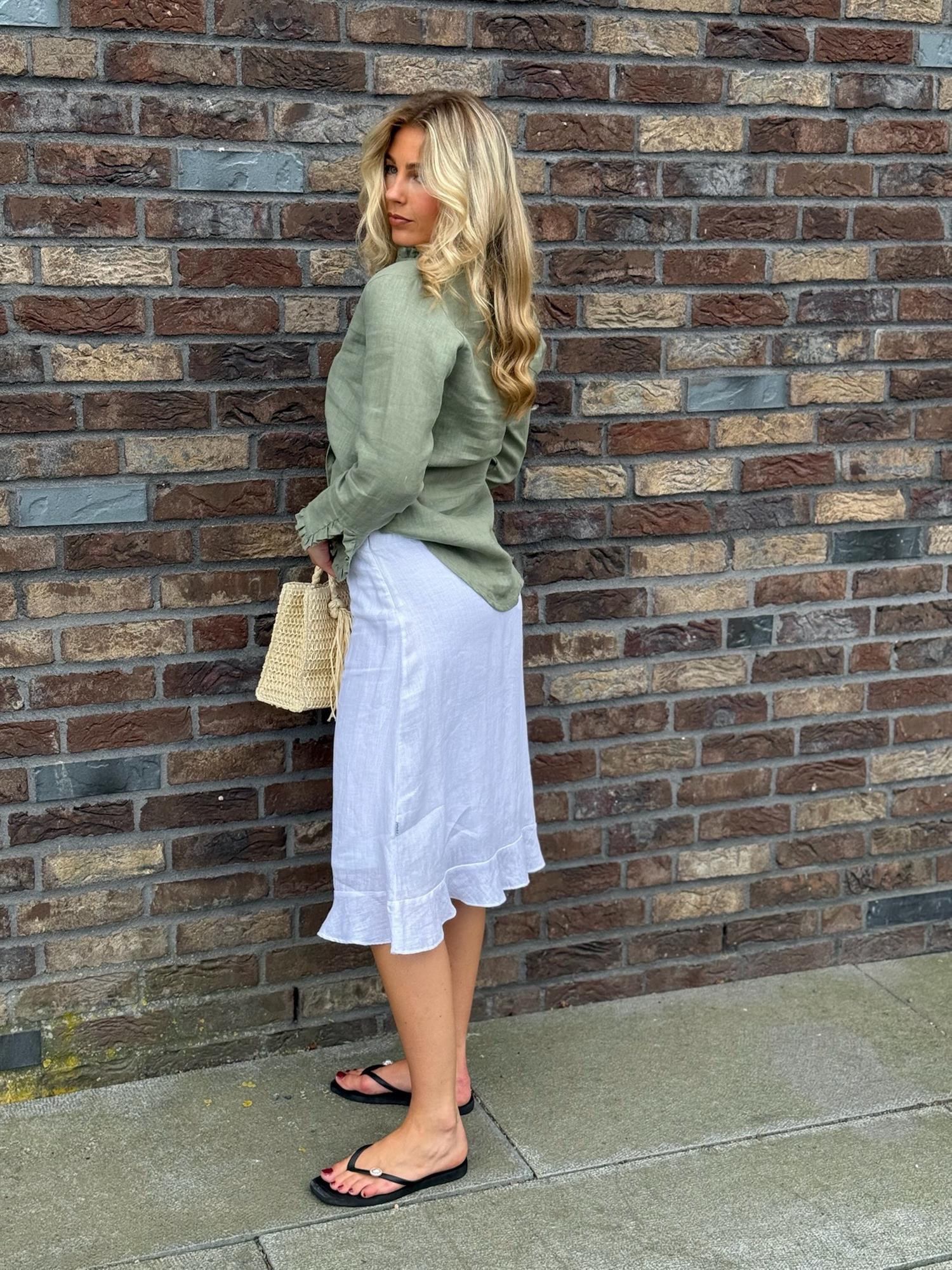 Franca Linen Skirt White