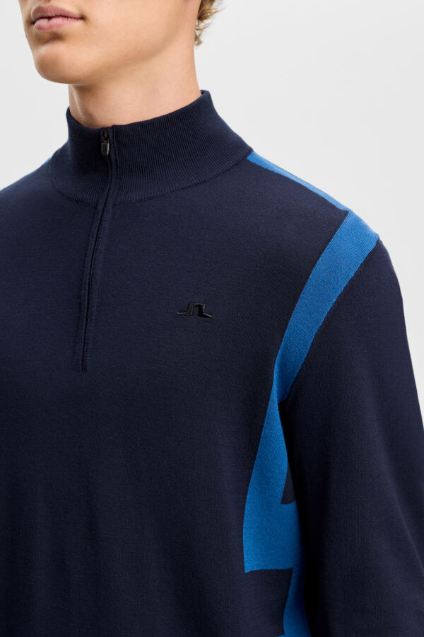Kendrick Knitted Zip Sweater - Navy