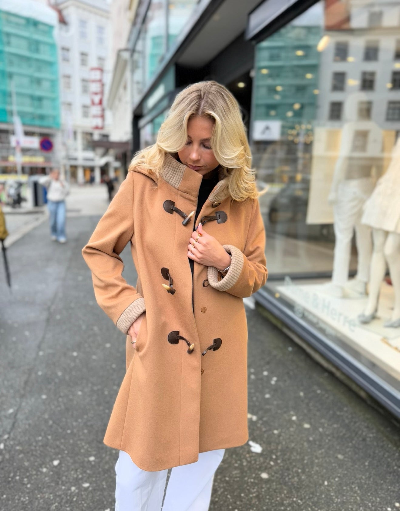 Wool Coat Hood and Buckles