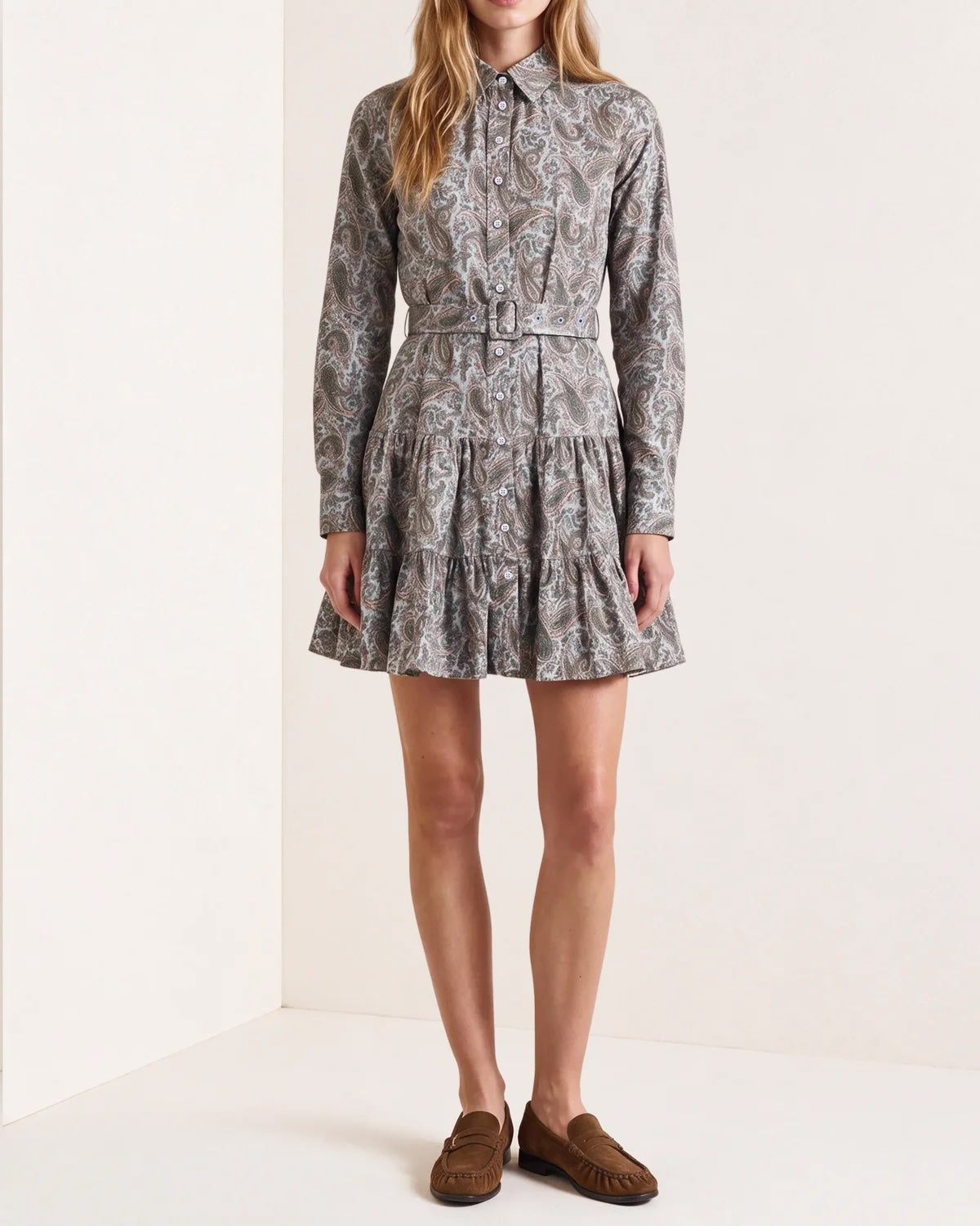 Winter Cotton Shift Dress Blue Paisley