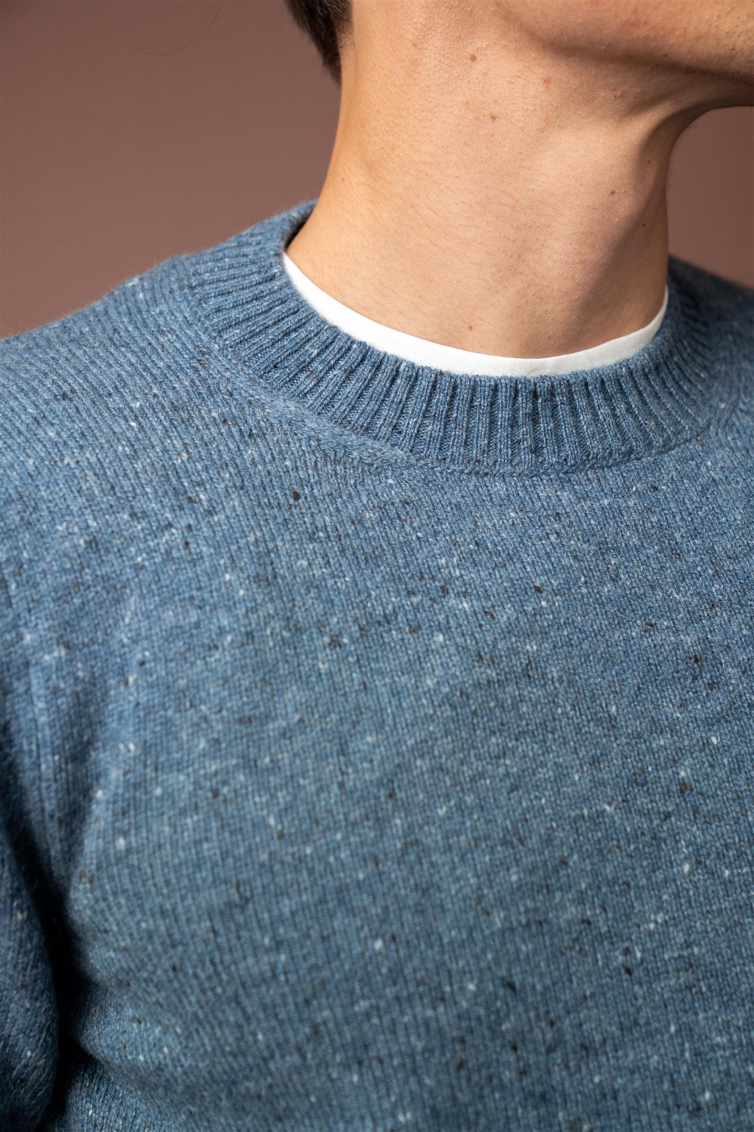 Crewneck Wool - Cashmere - Blue Melange