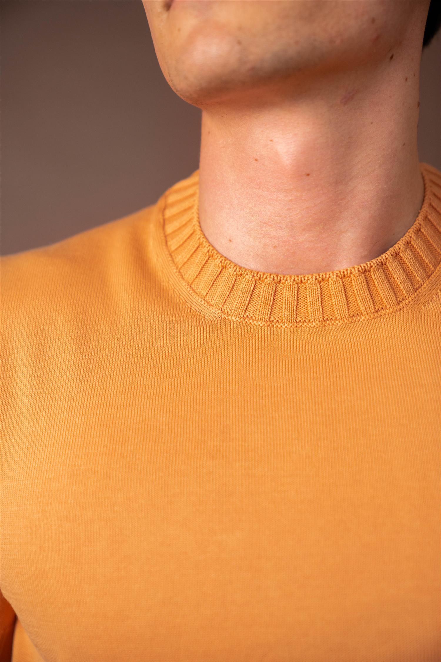 Knitted Cotton T-shirt - Oransje