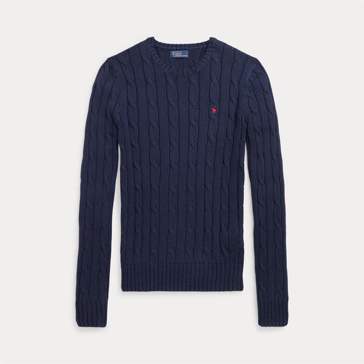 Cable-knit cotton crewneck sweater