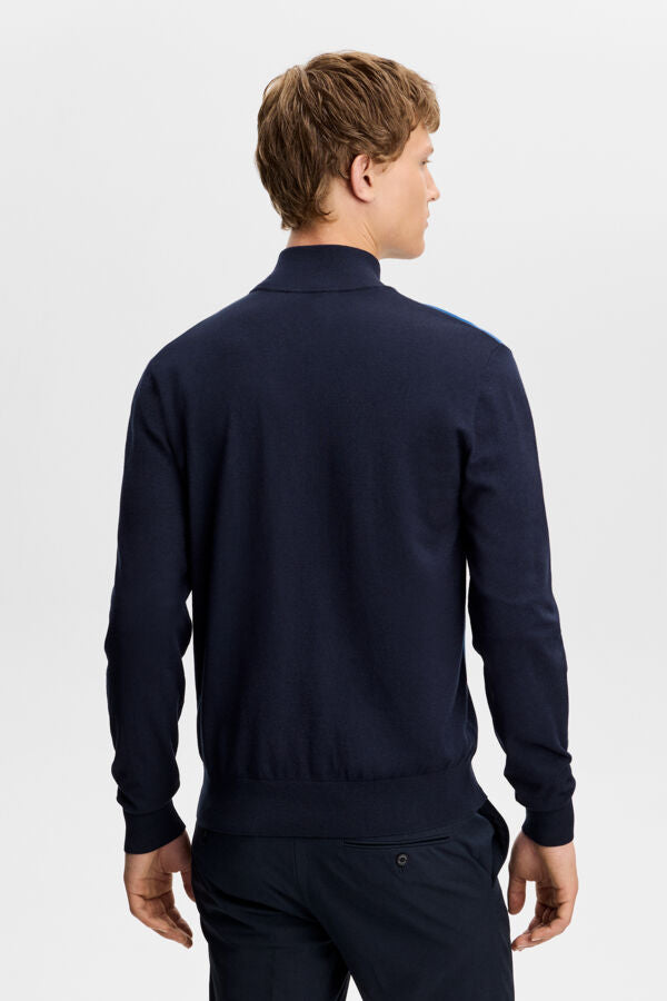 Kendrick Knitted Zip Sweater - Navy